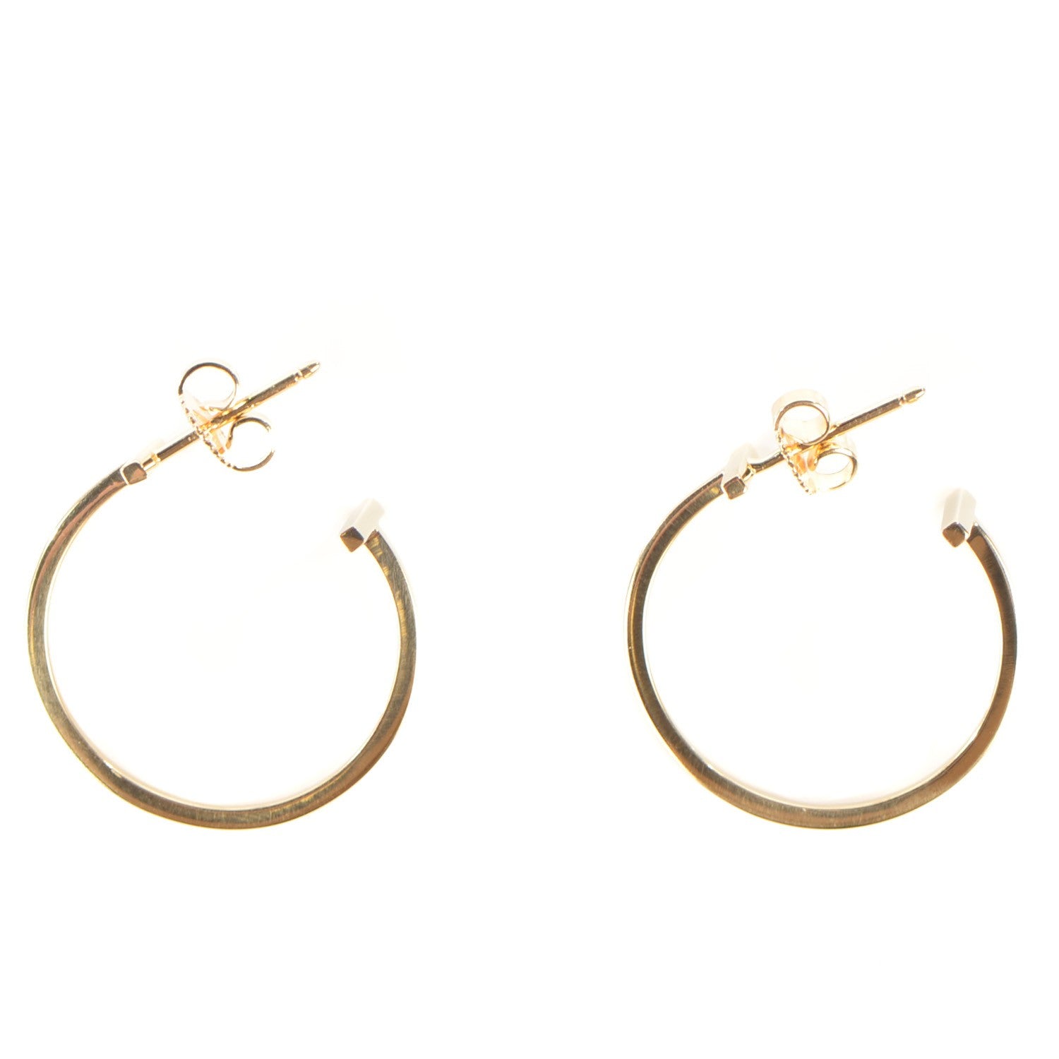 Tiffany 18K Yellow Gold Medium T Wire Hoop Earrings 1 of 7