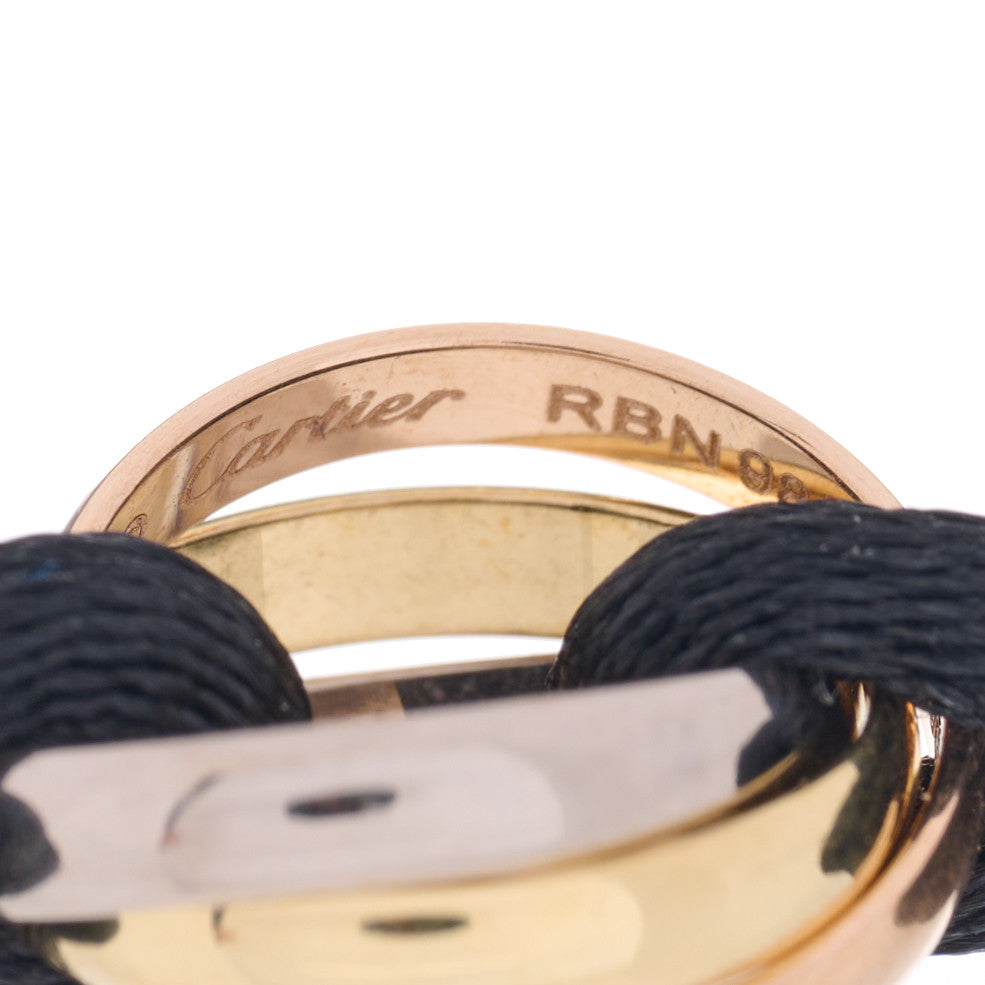 Cartier 18K Pink Yellow White Gold Trinity Adjustable Cord Bracelet Black 3 of 4