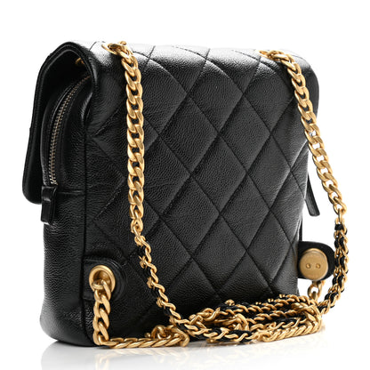 Chanel Shiny Caviar Quilted Chain Melody Backpack Black 3 of 10