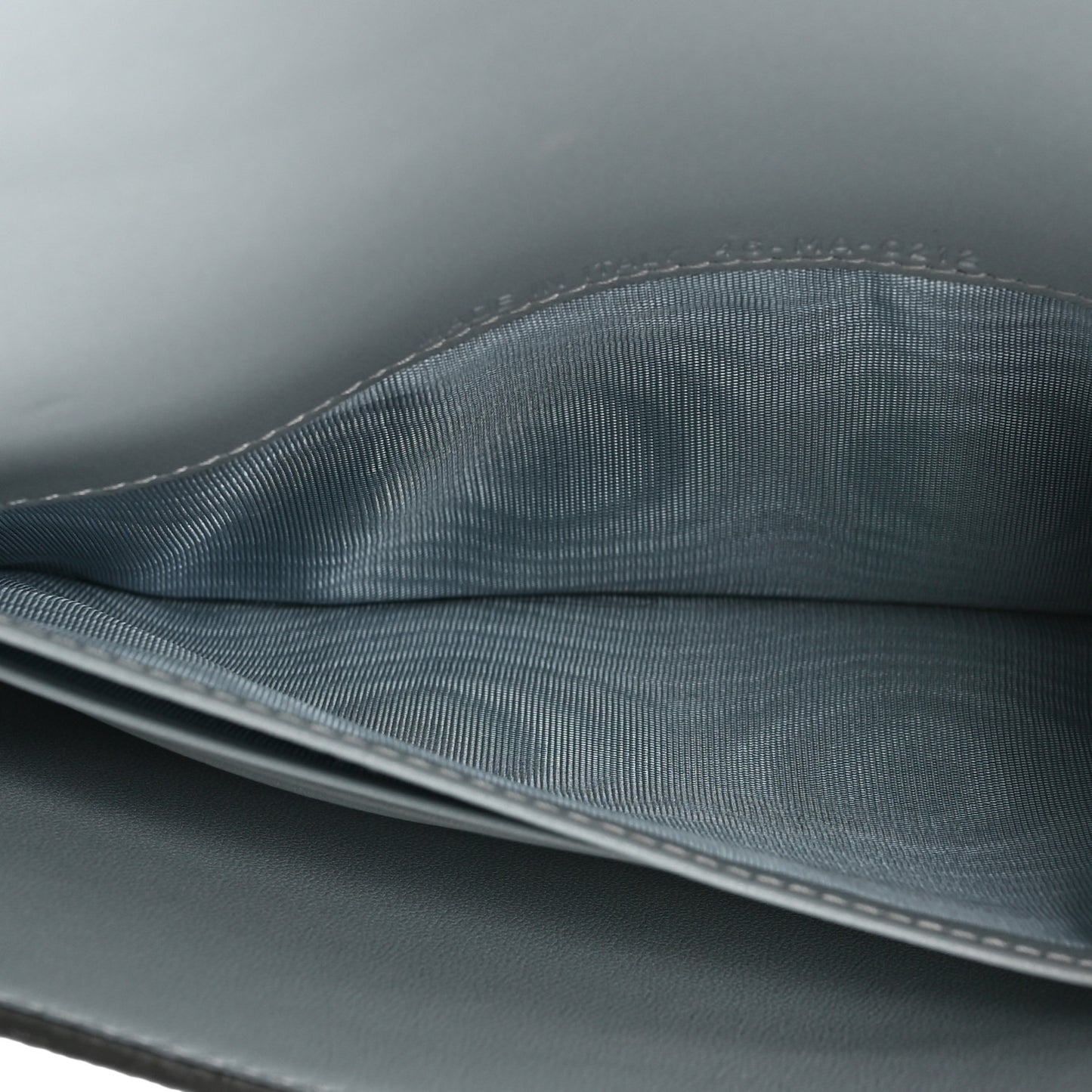Grained Calfskin Saddle Chain Wallet Pouch Grey Stone
