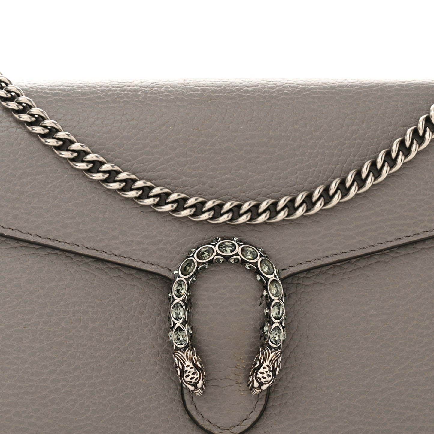 Dollar Calfskin Crystal Mini Dionysus Chain Wallet Dusty Grey Black Diamond
