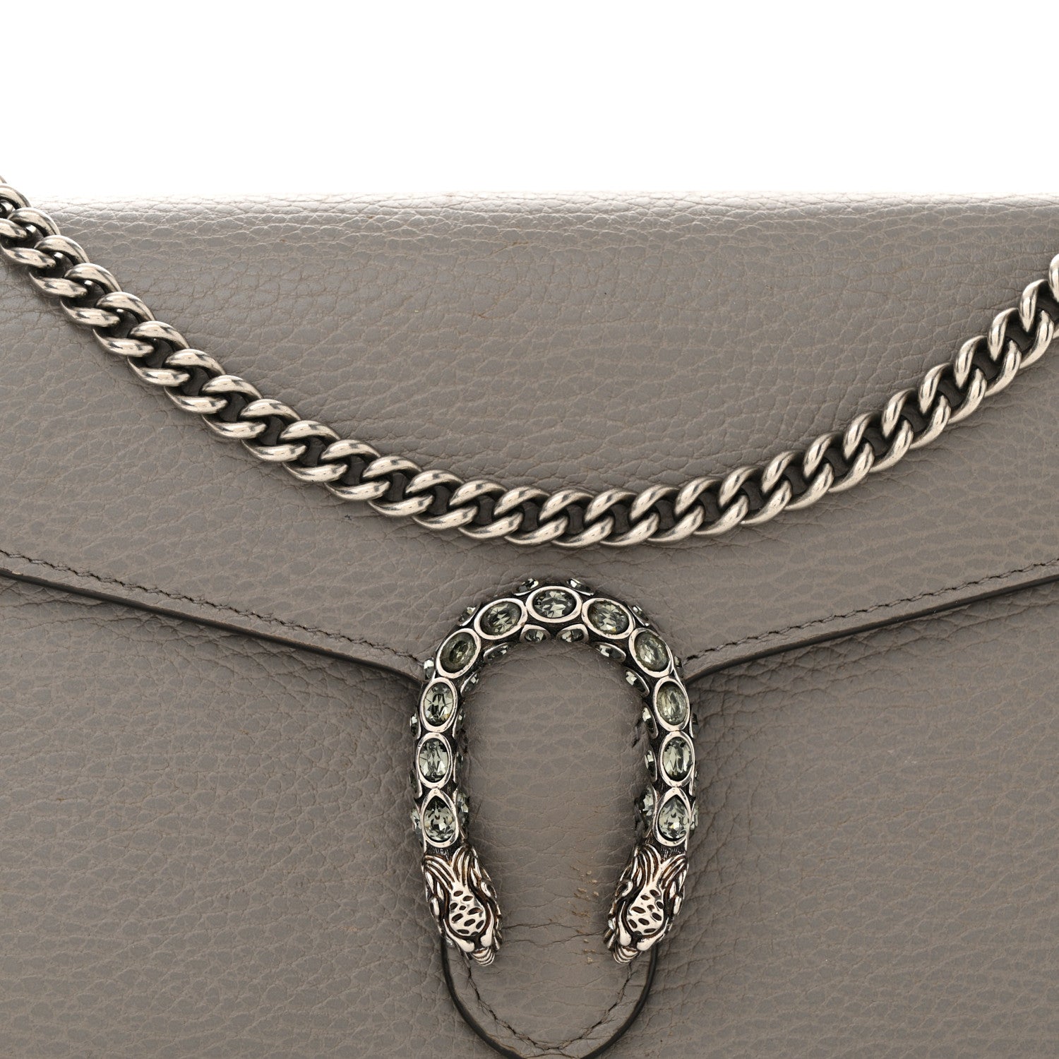 Gucci Dollar Calfskin Crystal Mini Dionysus Chain Wallet Dusty Grey Black Diamond 7 of 15