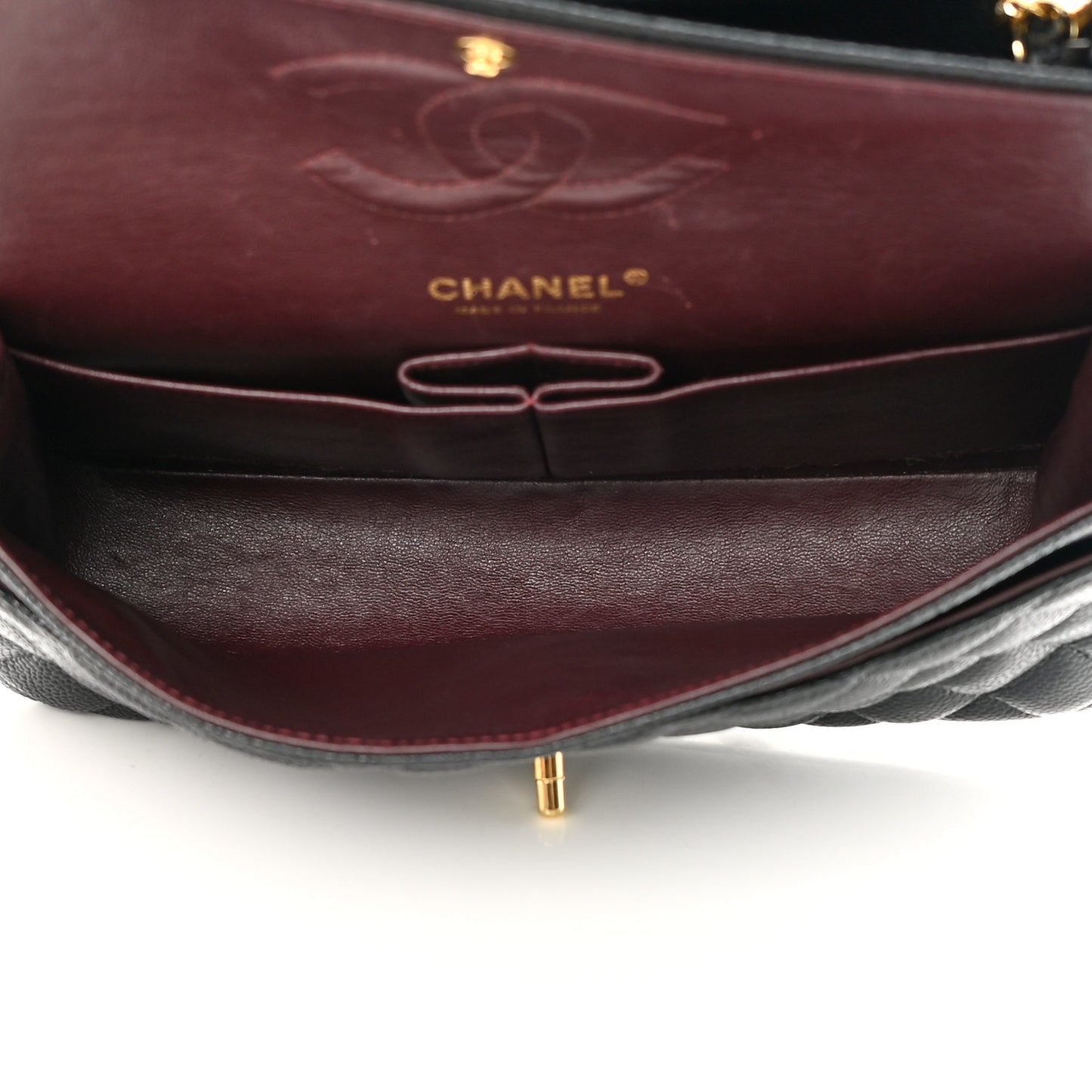 Caviar Quilted Medium Double Flap Black