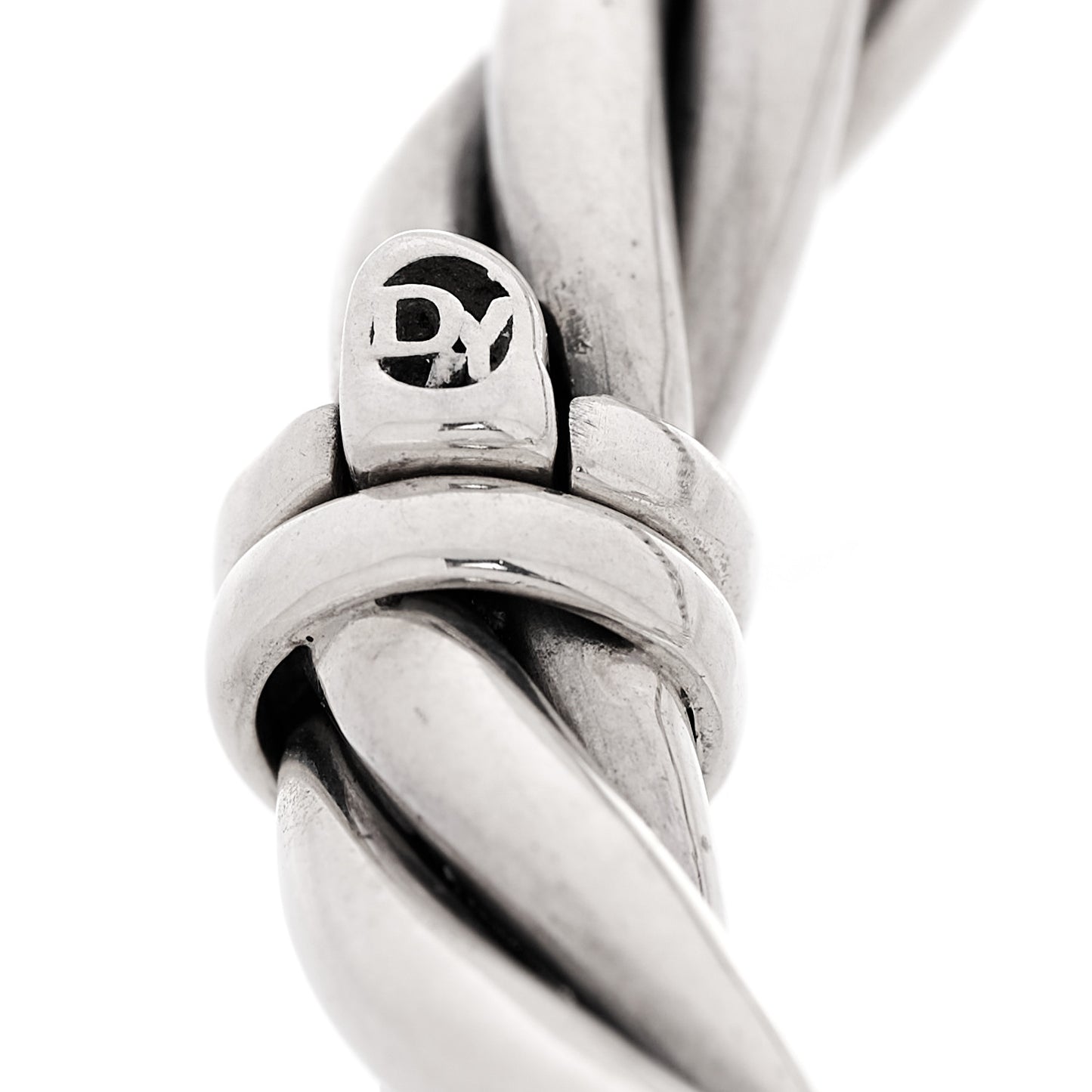 Sterling Silver Diamond 6mm Metro Cable Station Bangle Bracelet