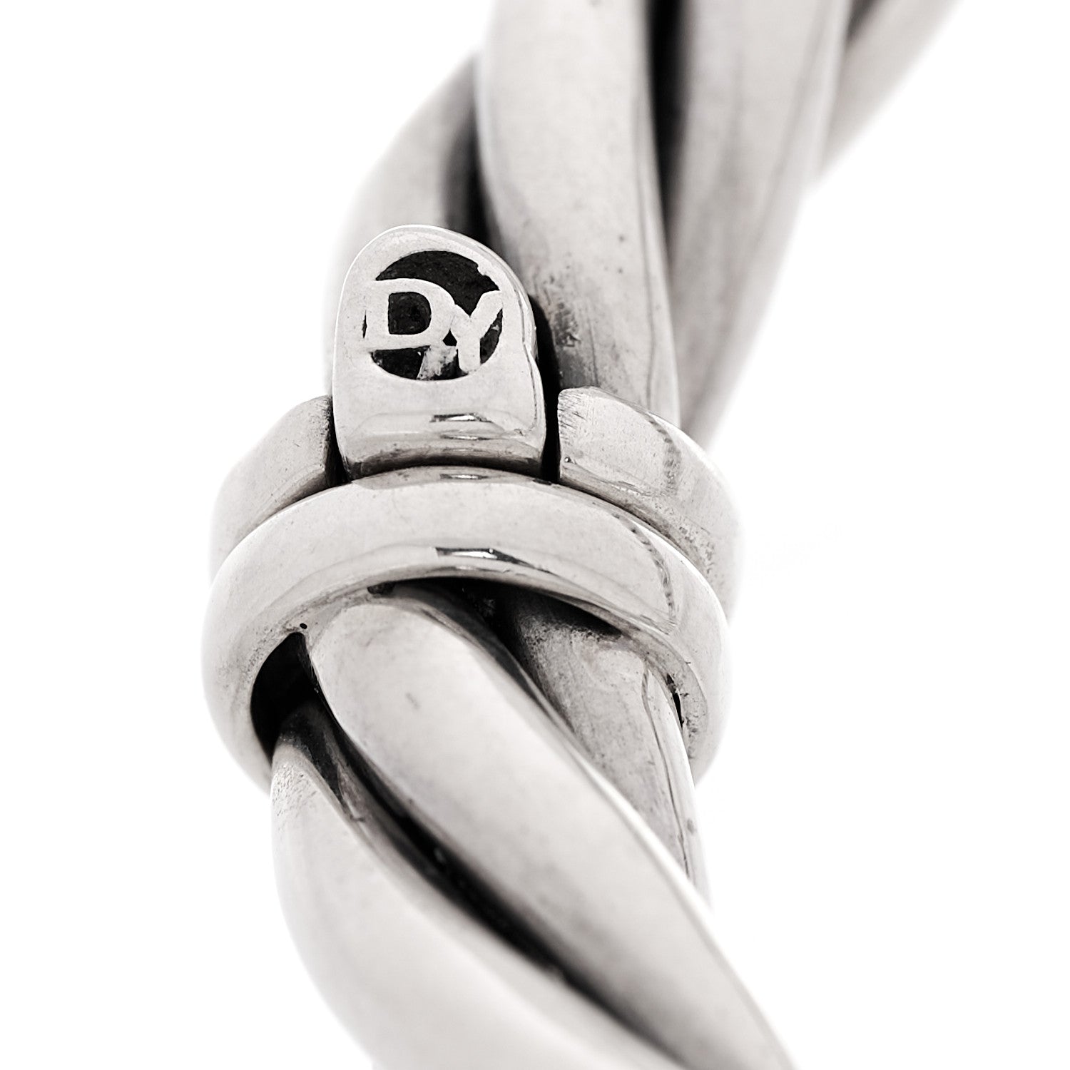 David Yurman Sterling Silver Diamond 6mm Metro Cable Station Bangle Bracelet 5 of 5