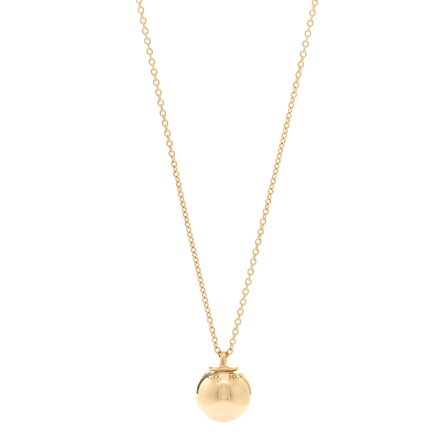 Tiffany 18K Yellow Gold 12.75mm HardWear Ball Pendant Necklace 1 of 4
