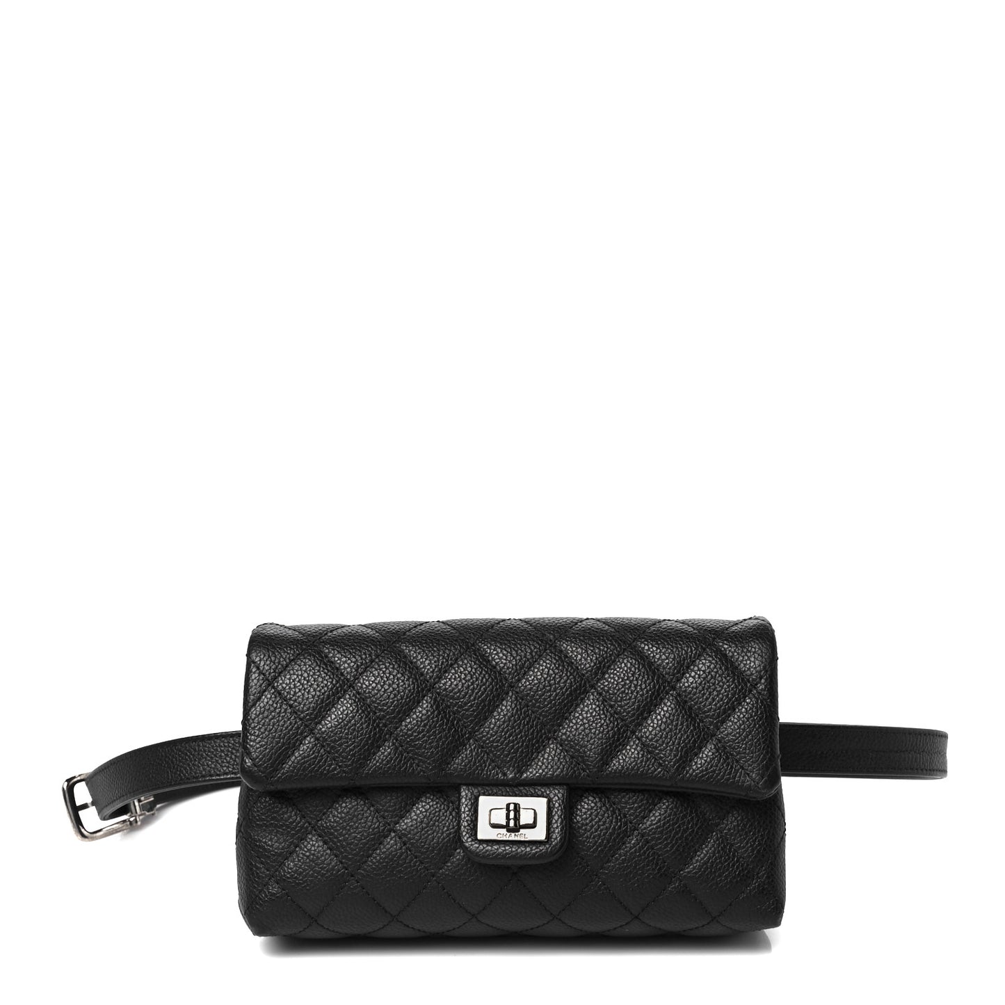Grained Calfskin Quilted 2.55 Reissue Flap Belt Bag Clutch Black