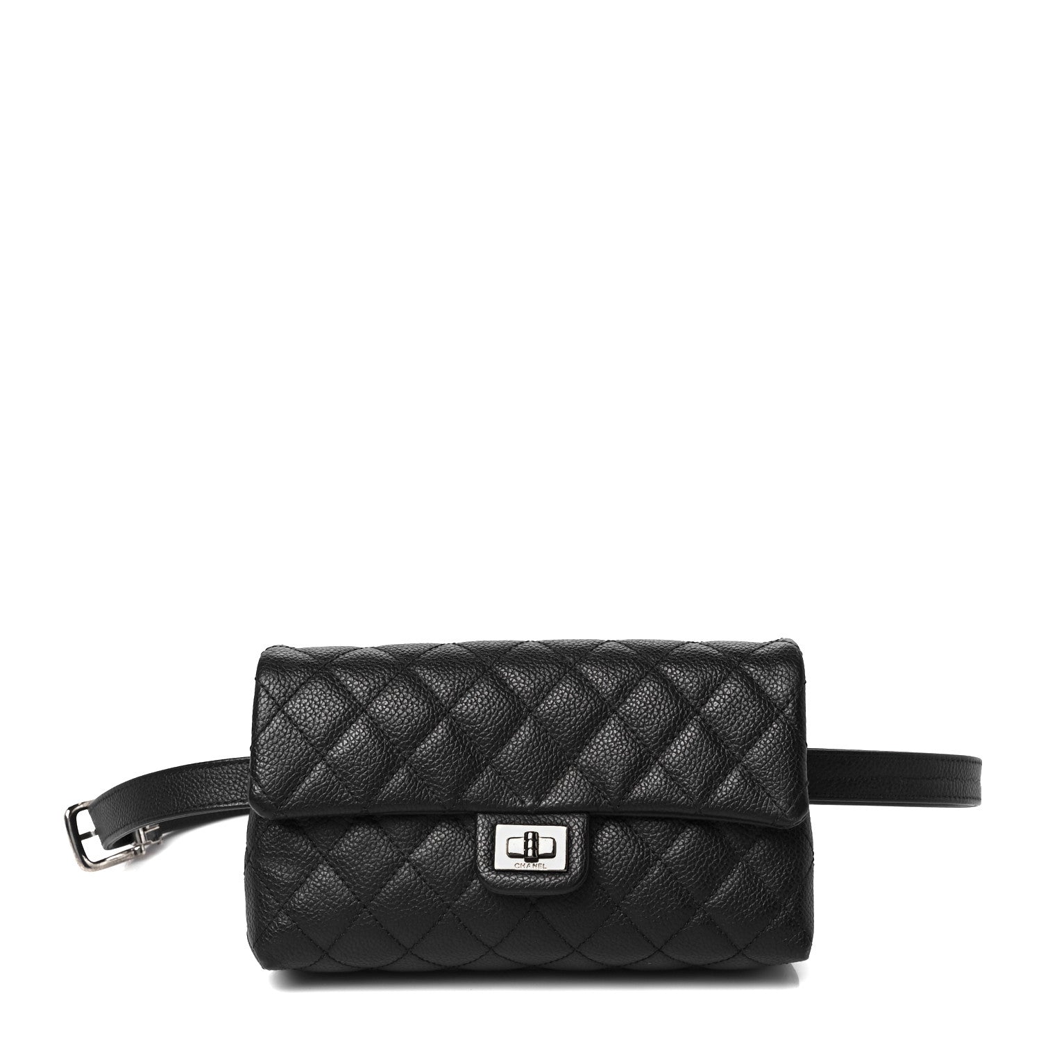 Chanel Grained Calfskin Quilted 2.55 Reissue Flap Belt Bag Clutch Black 1 of 10