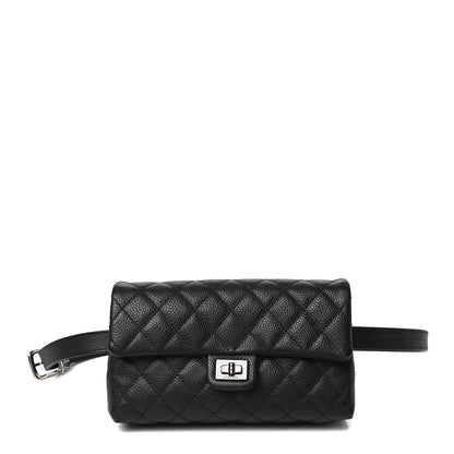 Chanel Grained Calfskin Quilted 2.55 Reissue Flap Belt Bag Clutch Black 1 of 10