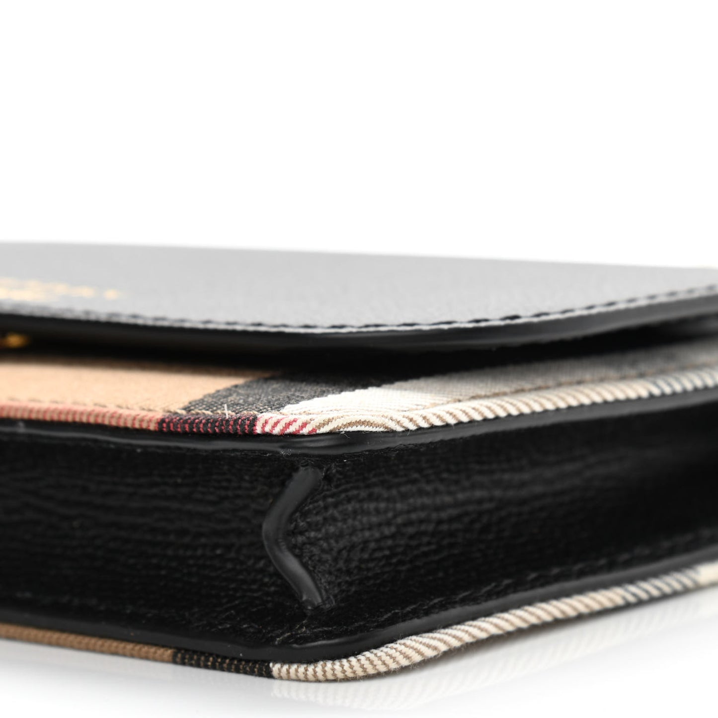 Derby Calfskin House Check Wallet On Chain Black