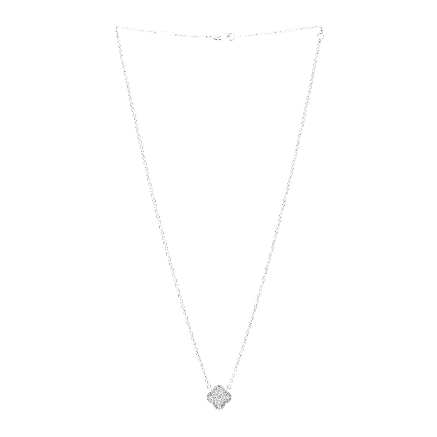 Van Cleef & Arpels 18K White Gold Diamond Pure Alhambra Pendant Necklace 3 of 4