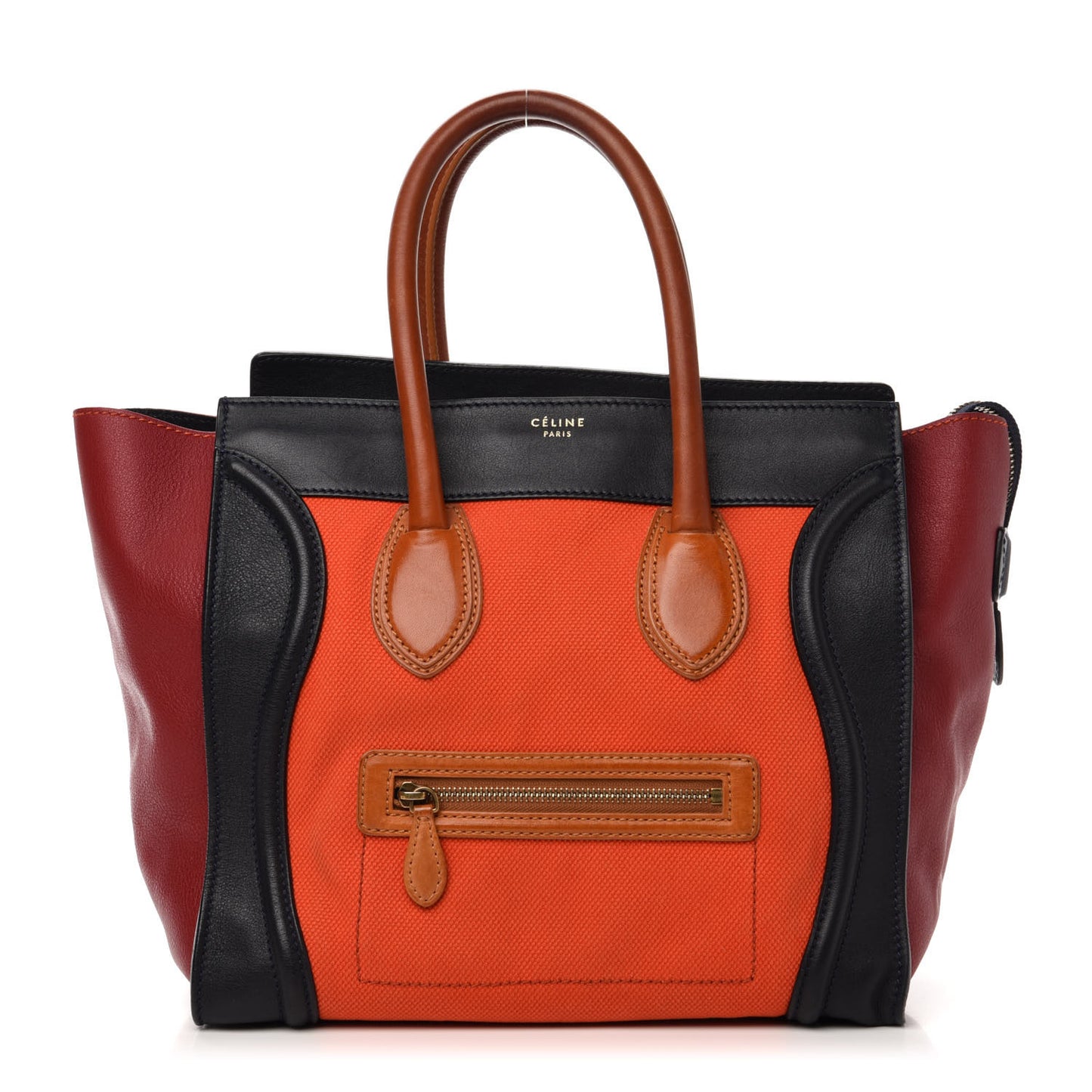 Calfskin Linen Mini Tri-Color Luggage Poppy