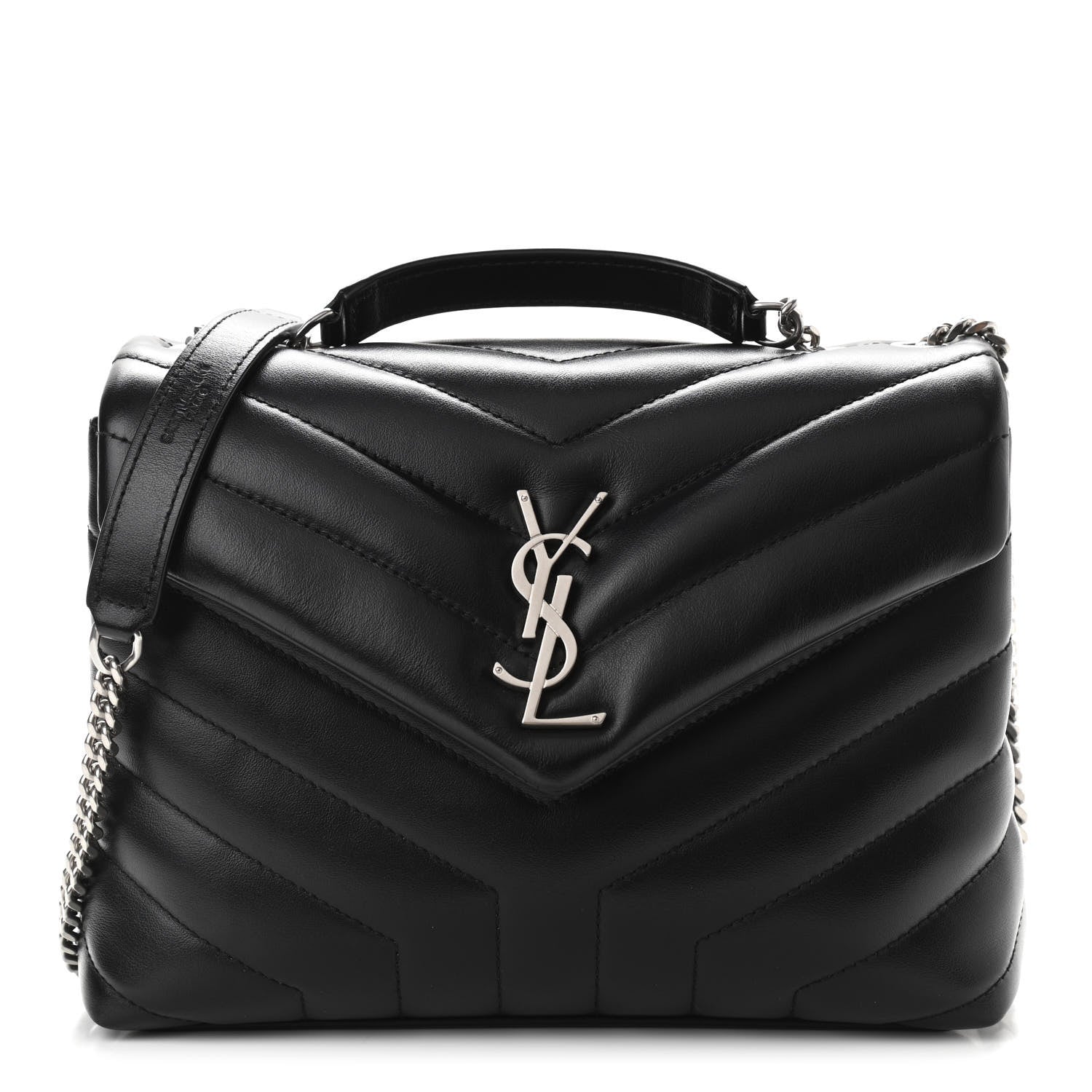 Saint Laurent Calfskin Y Quilted Monogram Small Loulou Chain Satchel Black 1 of 11