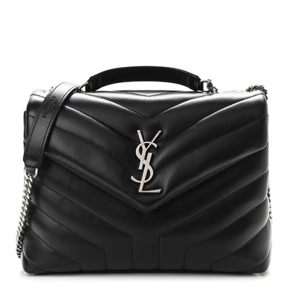 Saint Laurent Calfskin Y Quilted Monogram Small Loulou Chain Satchel Black 1 of 11