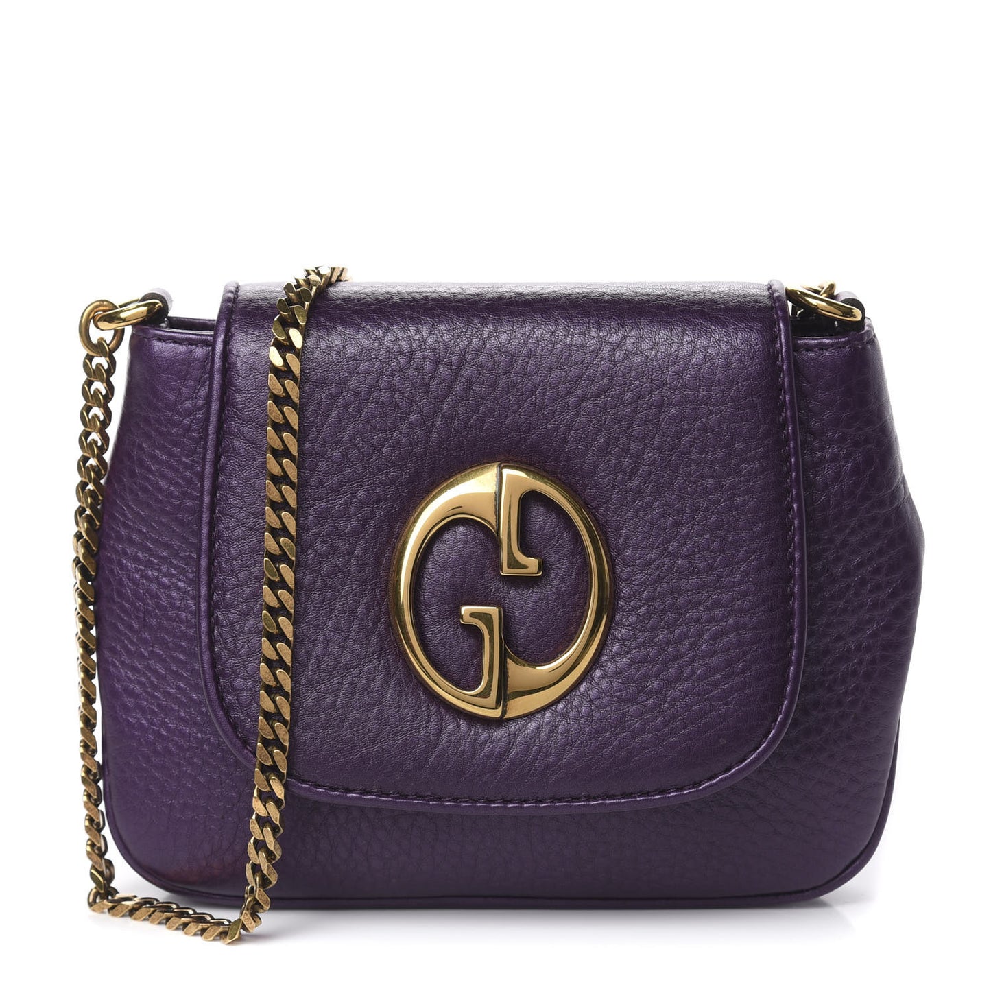 Metallic Pebbled Calfskin Small 1973 Chain Shoulder Bag Purple