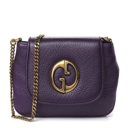 Gucci Metallic Pebbled Calfskin Small 1973 Chain Shoulder Bag Purple 1 of 10