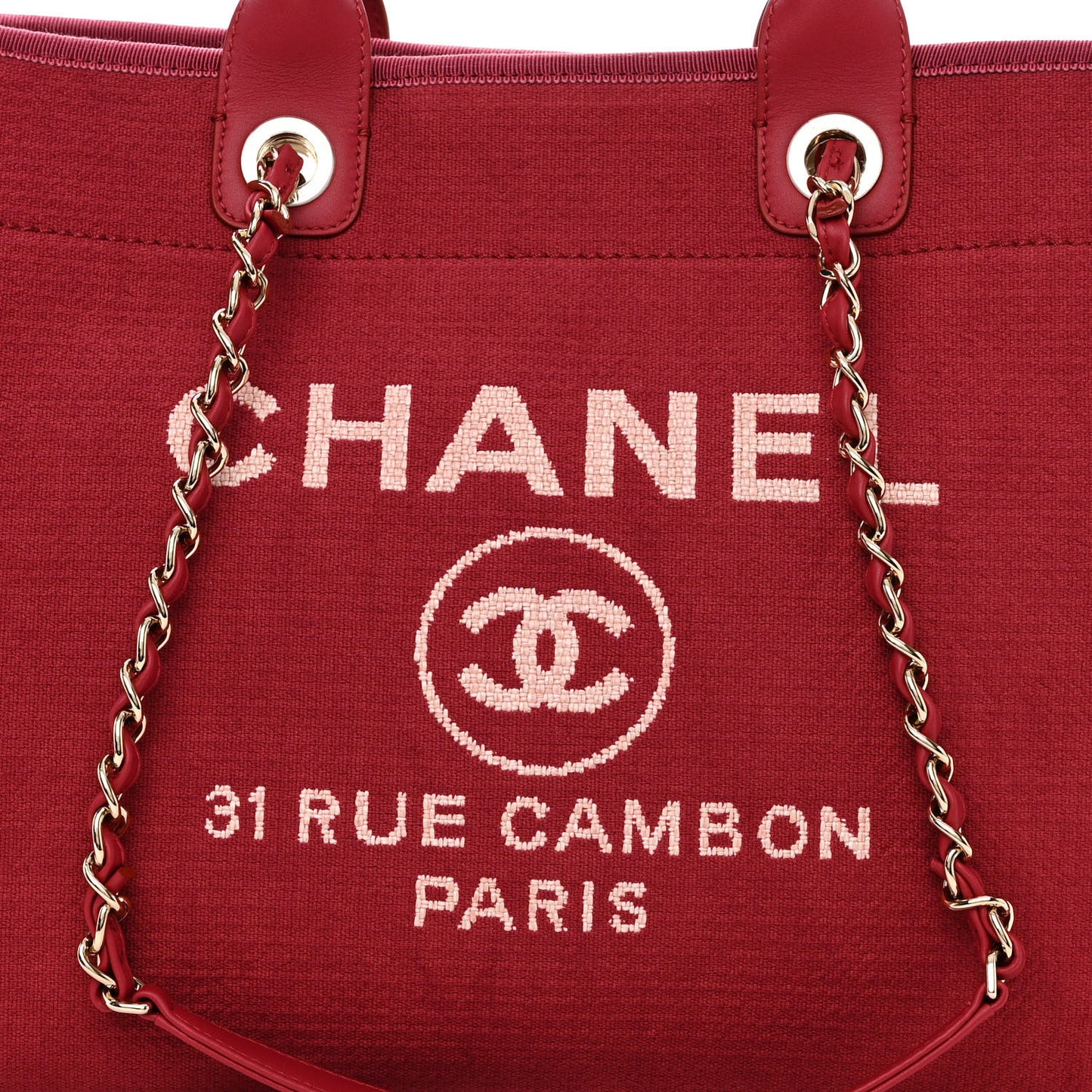 Canvas Medium Deauville Tote Red