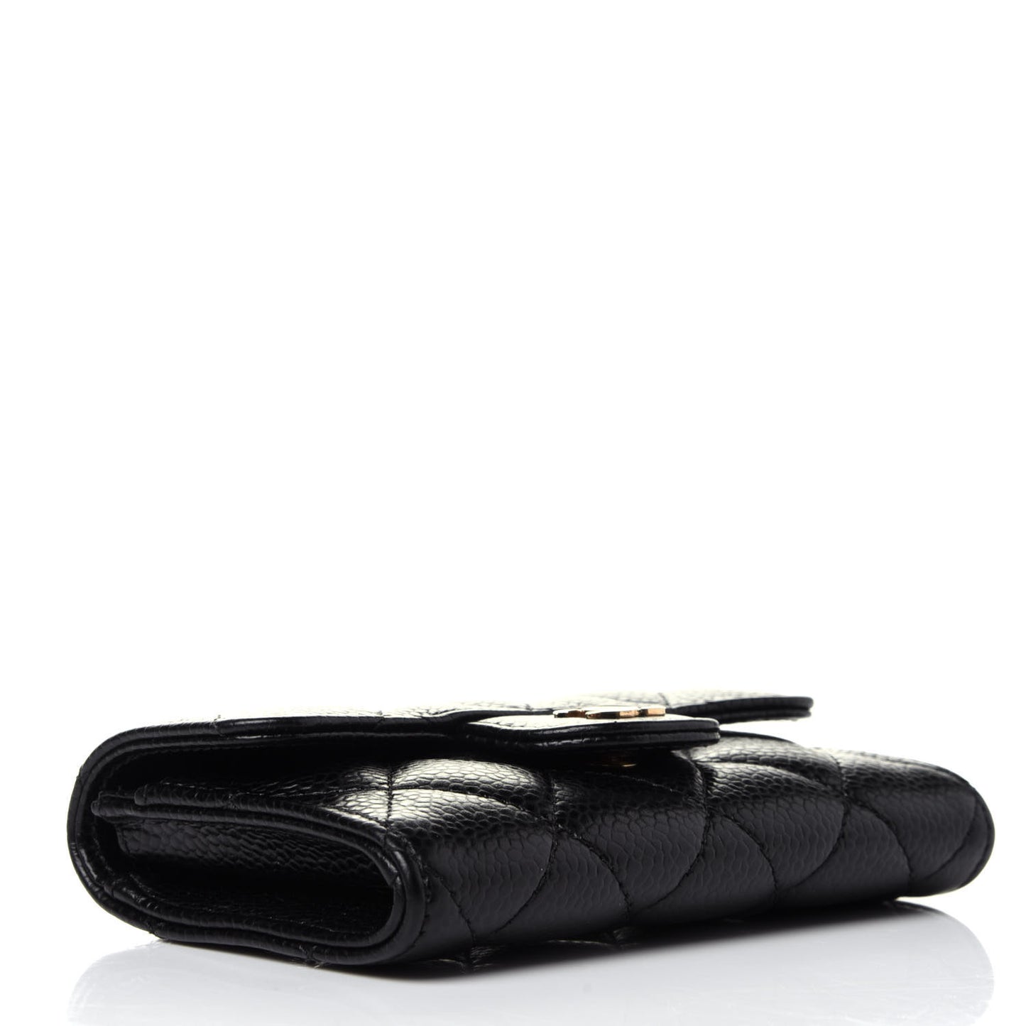 Caviar Quilted Flap Card Holder Black