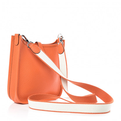 Hermes Taurillon Clemence Amazone Evelyne TPM Orange Poppy Craie 3 of 10