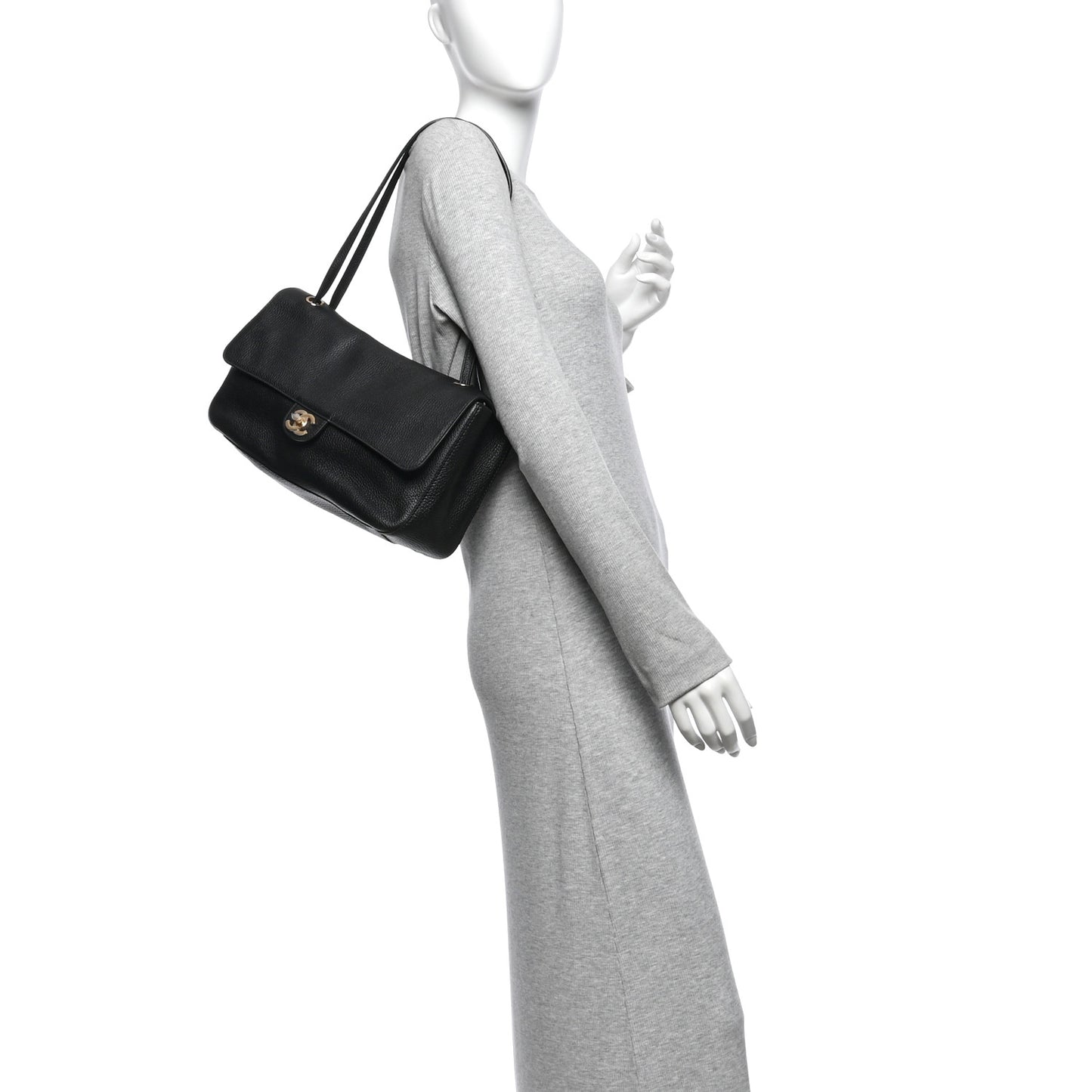 Grained Calfskin Small Souplissimo Maxi Flap Black