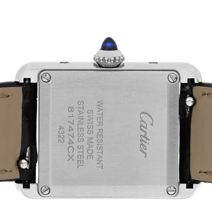 Cartier Stainless Steel Alligator 22mm Must de Cartier Tank Quartz Watch Black 4 of 5