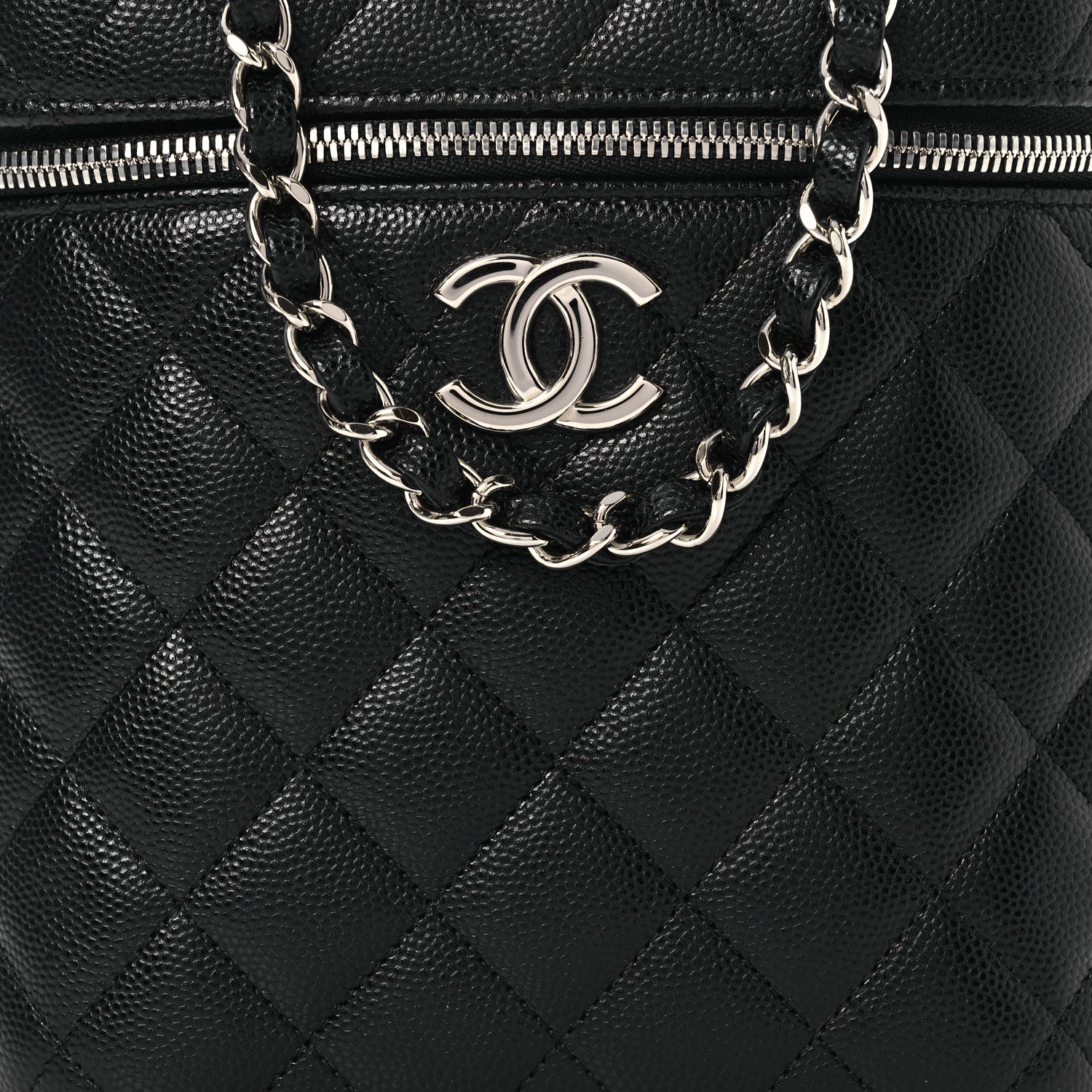 Chanel Caviar Quilted Small Top Handle Vanity Case With Chain Black 8 of 10