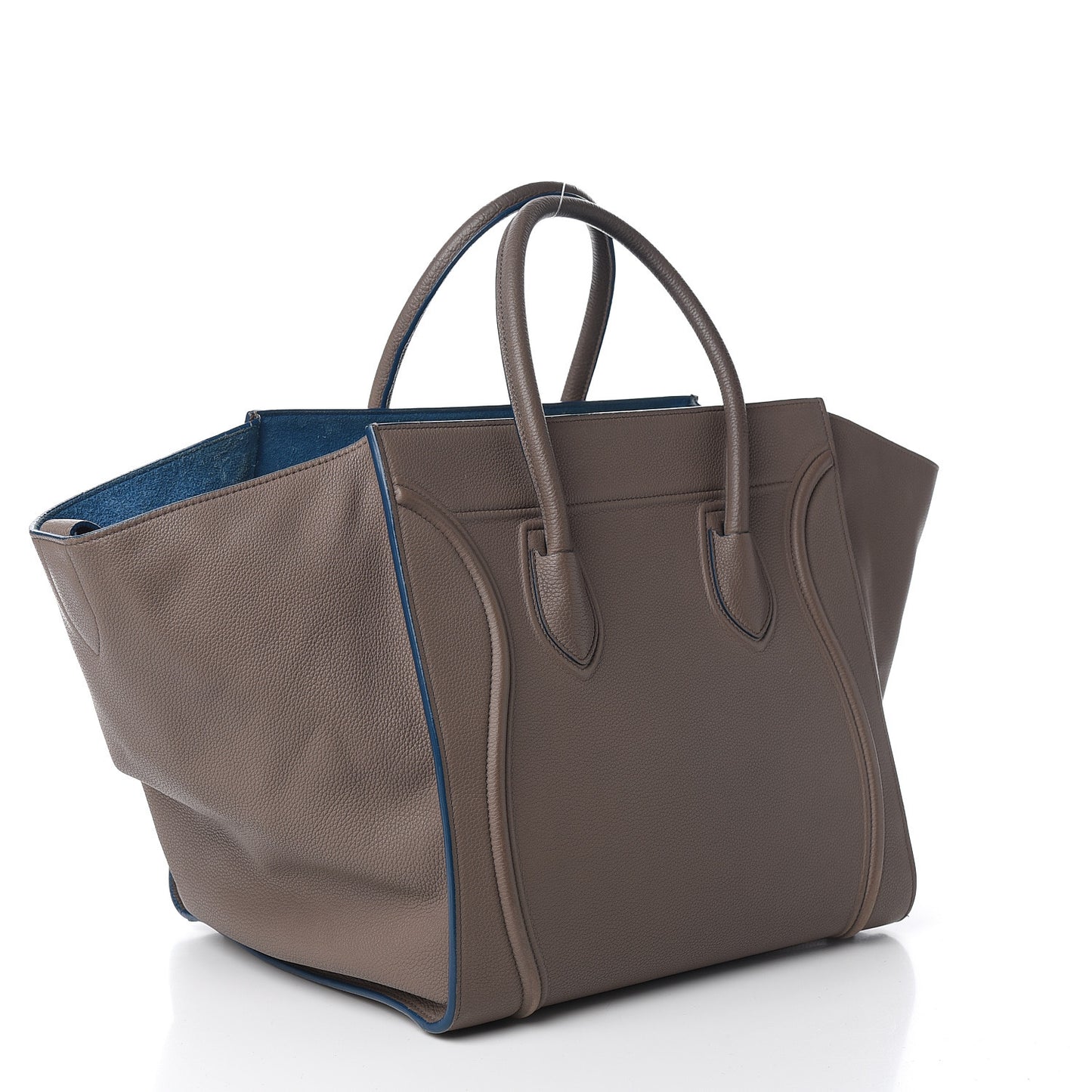 Baby Grained Medium Phantom Luggage Taupe Blue Trim