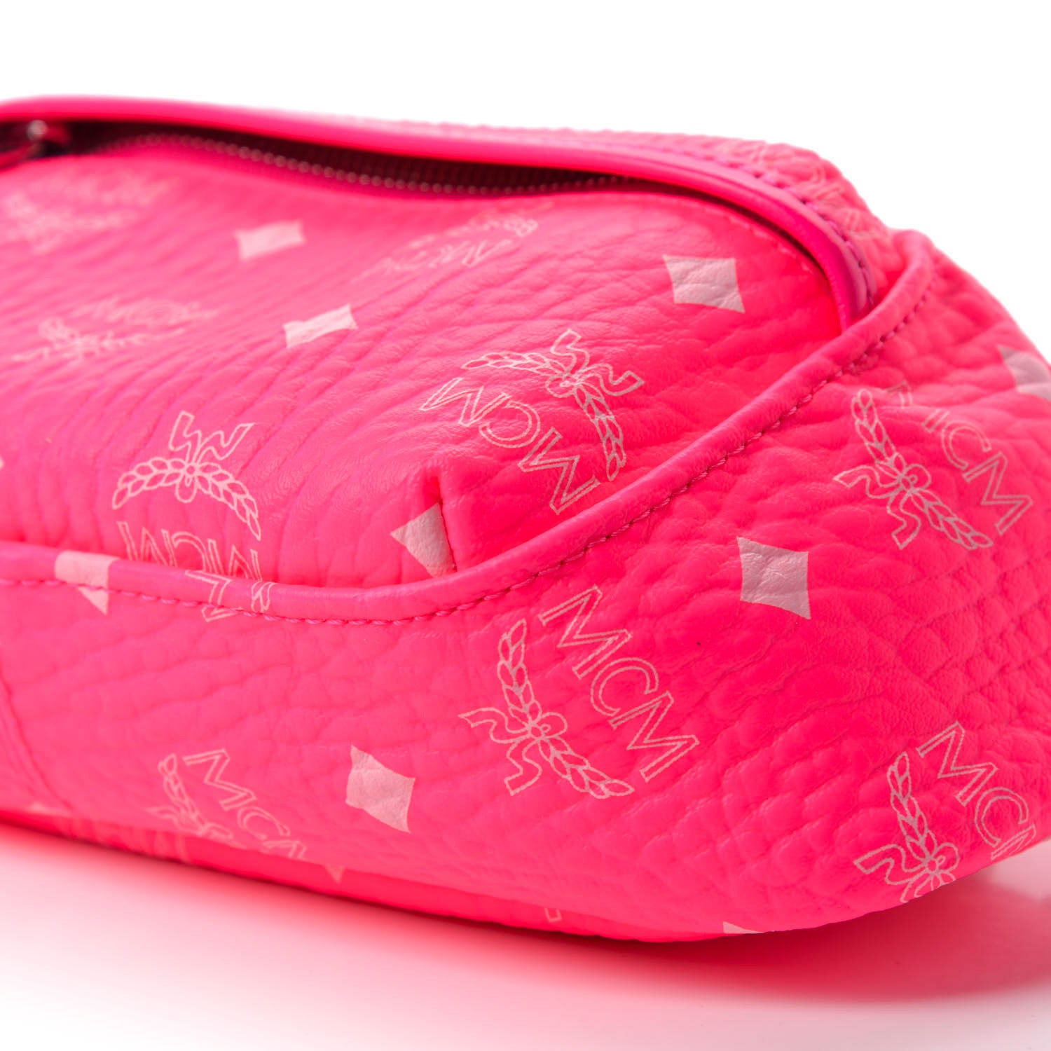 MCM Visetos Small Original Crossbody Bag Neon Pink 7 of 9
