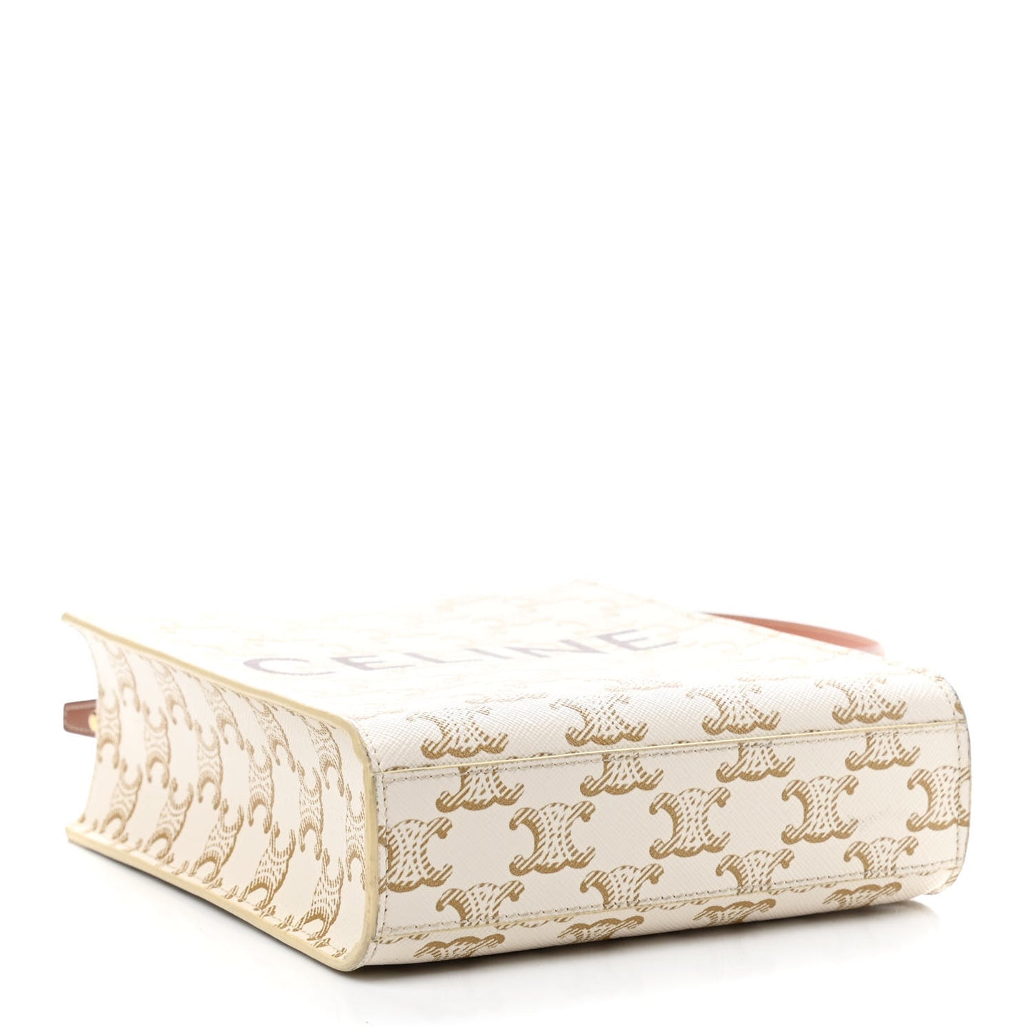Triomphe Canvas Calfskin Mini Vertical Cabas White