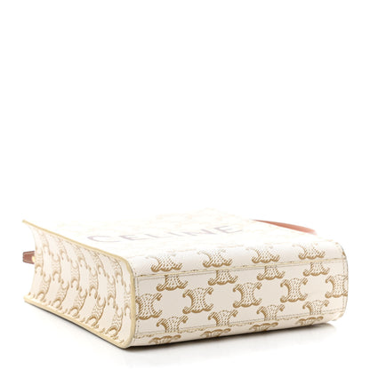 Celine Triomphe Canvas Calfskin Mini Vertical Cabas White 4 of 8