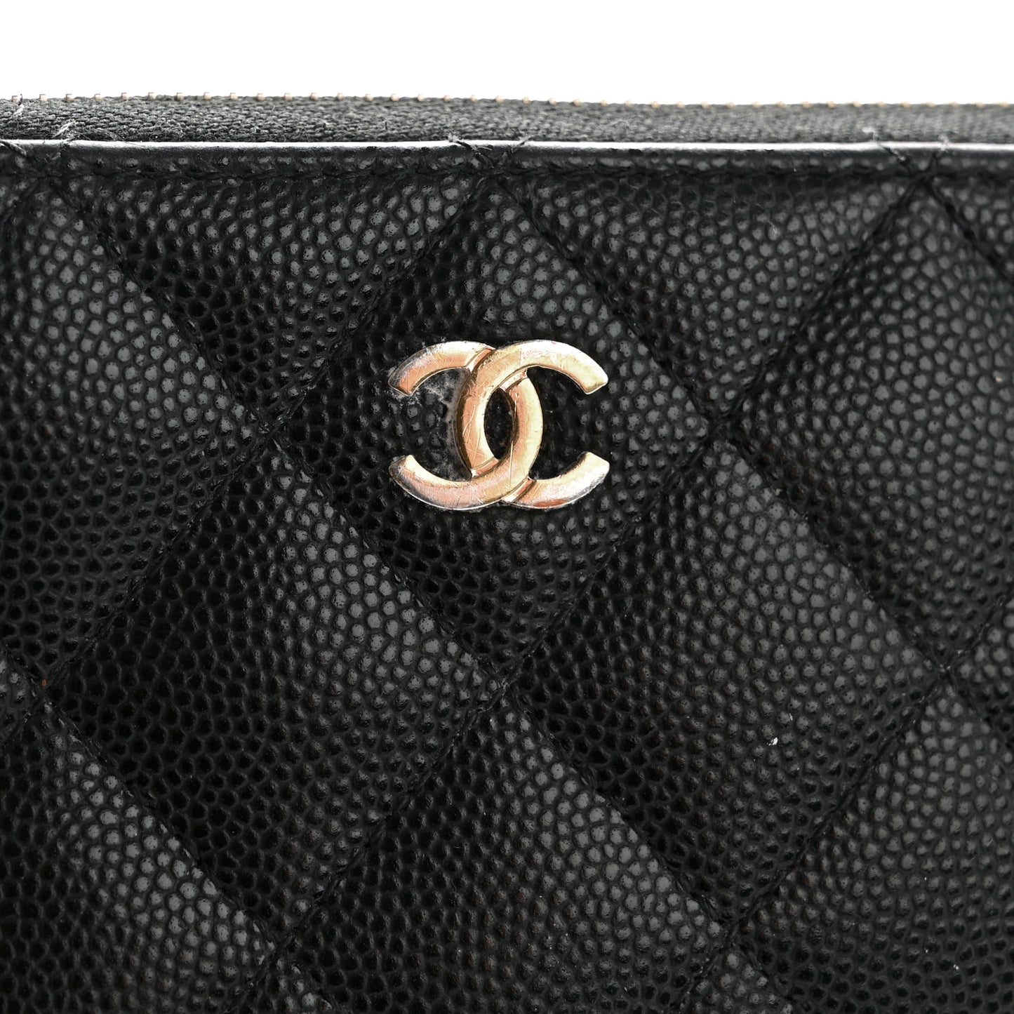 Caviar Quilted Medium Zip Around Wallet Black