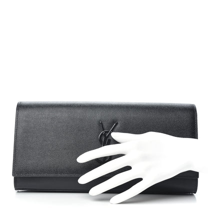 Saint Laurent Grain De Poudre Monogram Cassandre Clutch Black 3 of 17