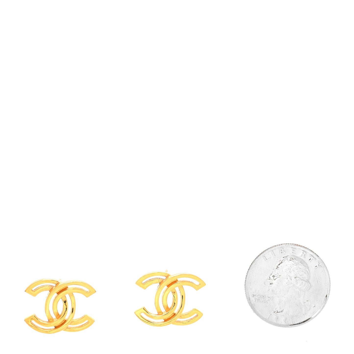 Metal Obazine CC Earrings Gold