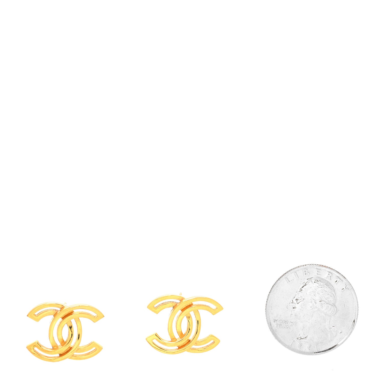 Chanel Metal Obazine CC Earrings Gold 2 of 4