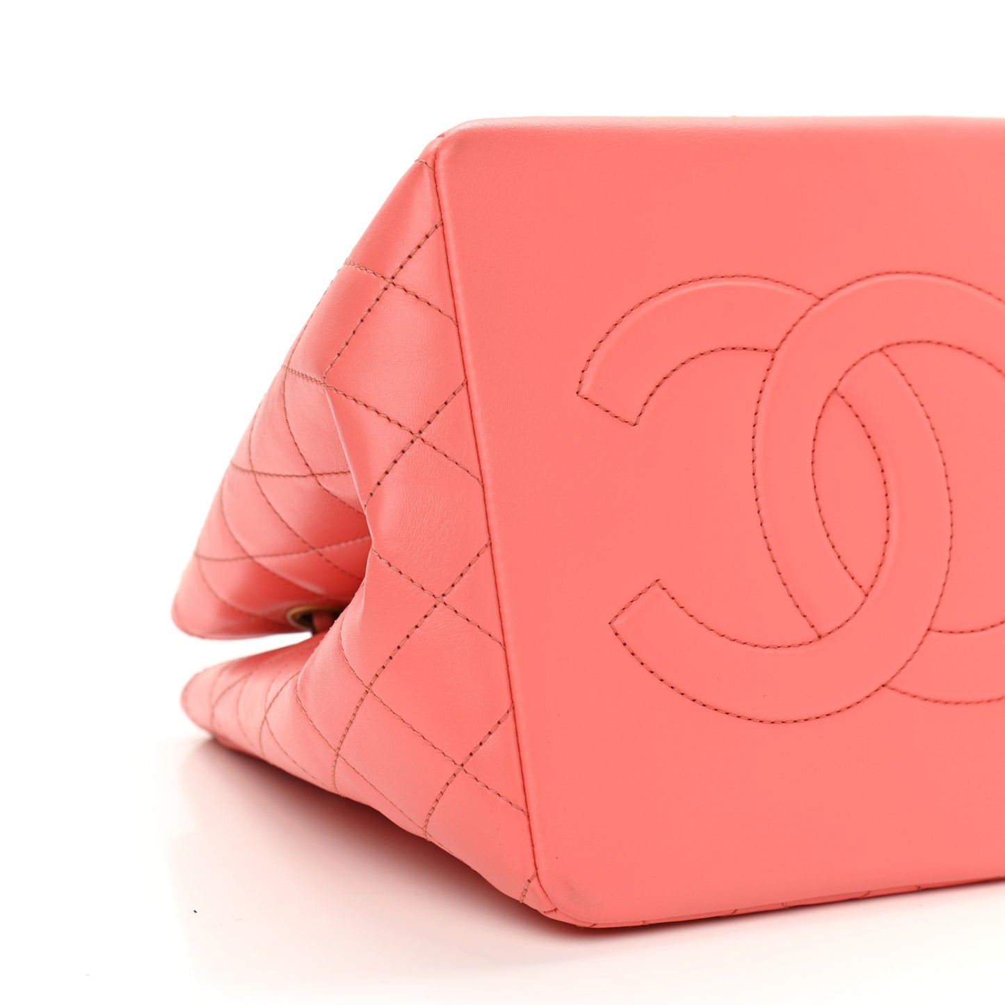 Calfskin Quilted Bucket Bag Pink