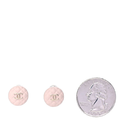 Chanel Enamel Quilted CC Earrings Pink Gold 2 of 4