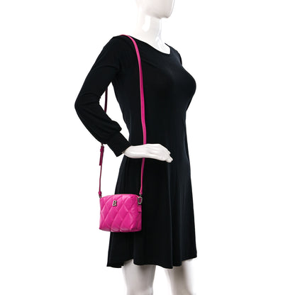 Balenciaga Nappa Calfskin Quilted XS Touch B Camera Shoulder Bag Fuchsia 2 of 8