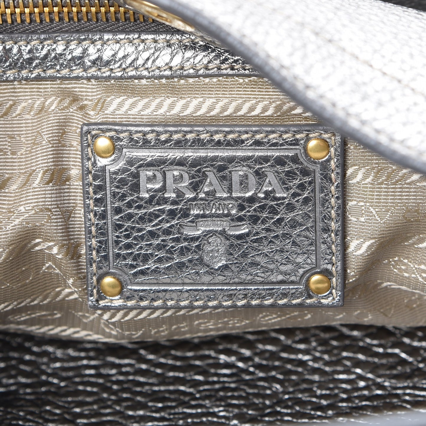 Metallic Vitello Daino Side Pocket Hobo Silver