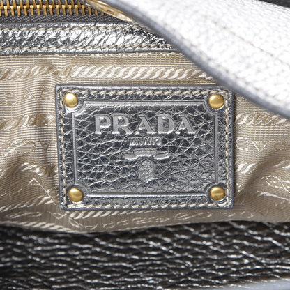 Prada Metallic Vitello Daino Side Pocket Hobo Silver 6 of 9