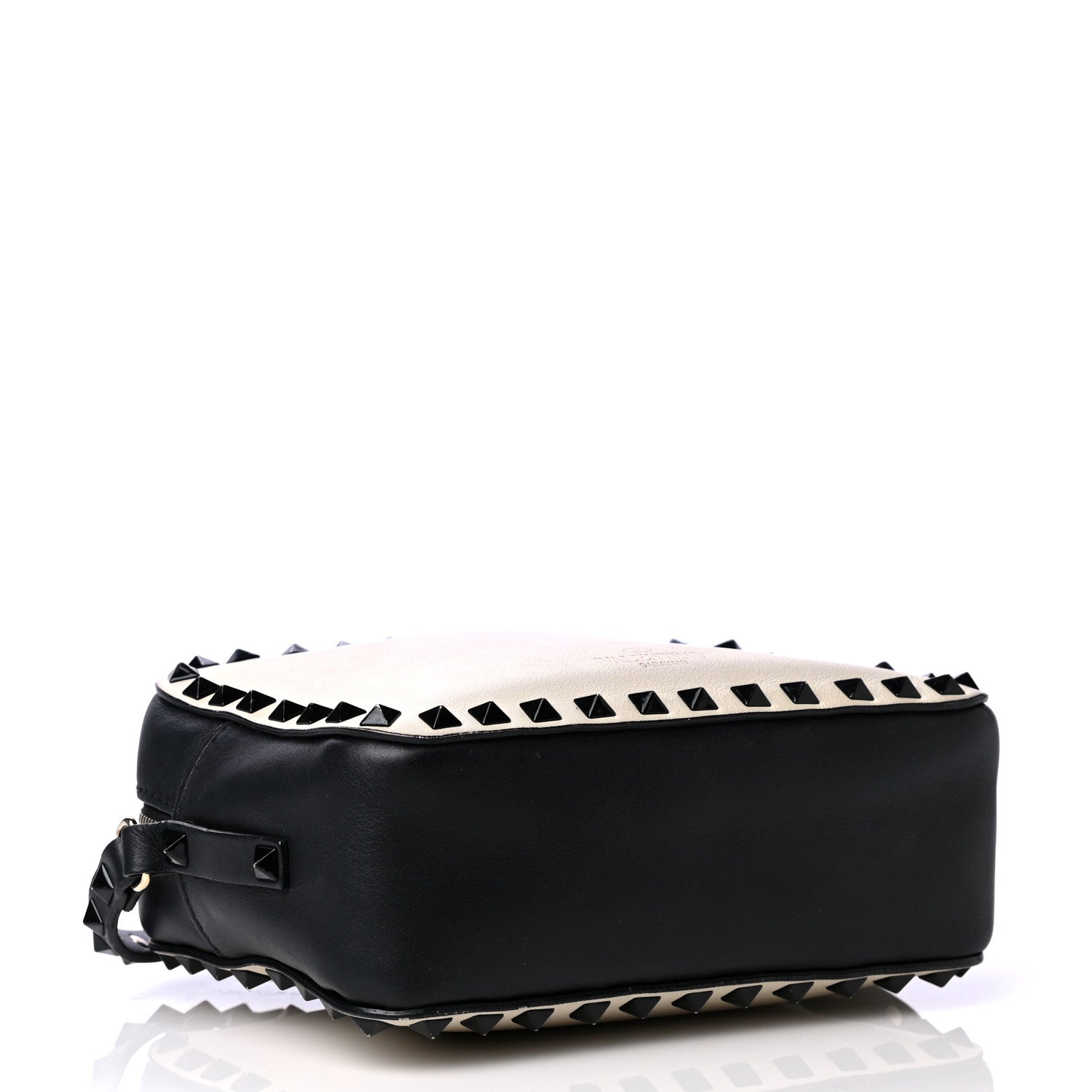 Valentino Garavani Calfskin Rockstud Camera Crossbody Bag Ivory Black 3 of 4