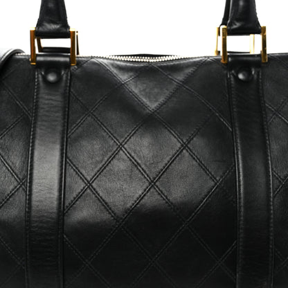 Chanel Calfskin Stitched Duffle Travel Bag Black 8 of 12