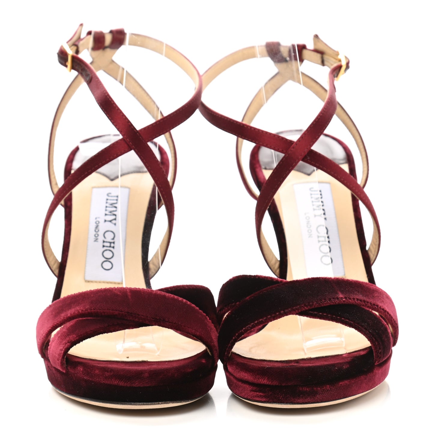 Velvet Satin Lola 120 Platform Sandals 35.5 Bordeaux