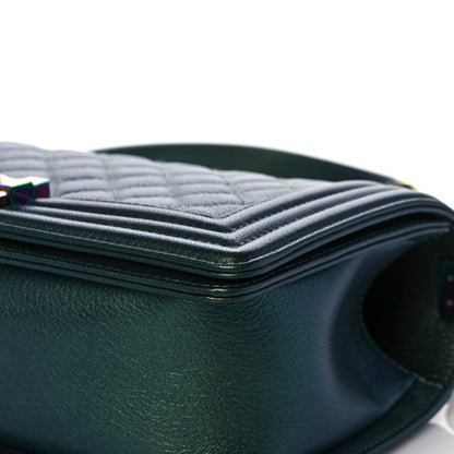 Chanel Iridescent Goatskin Quilted Medium Boy Flap Green 10 of 13