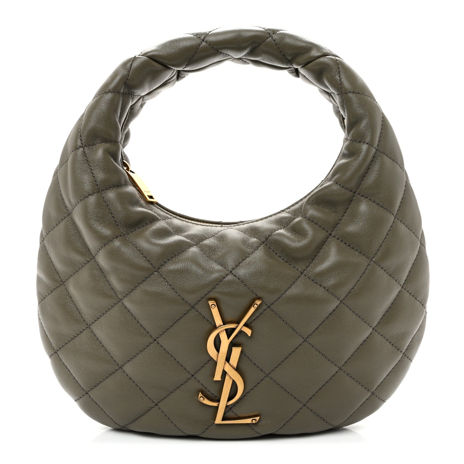 Saint Laurent Lambskin Quilted Icarino Bag Dark Strong Moss 1 of 10