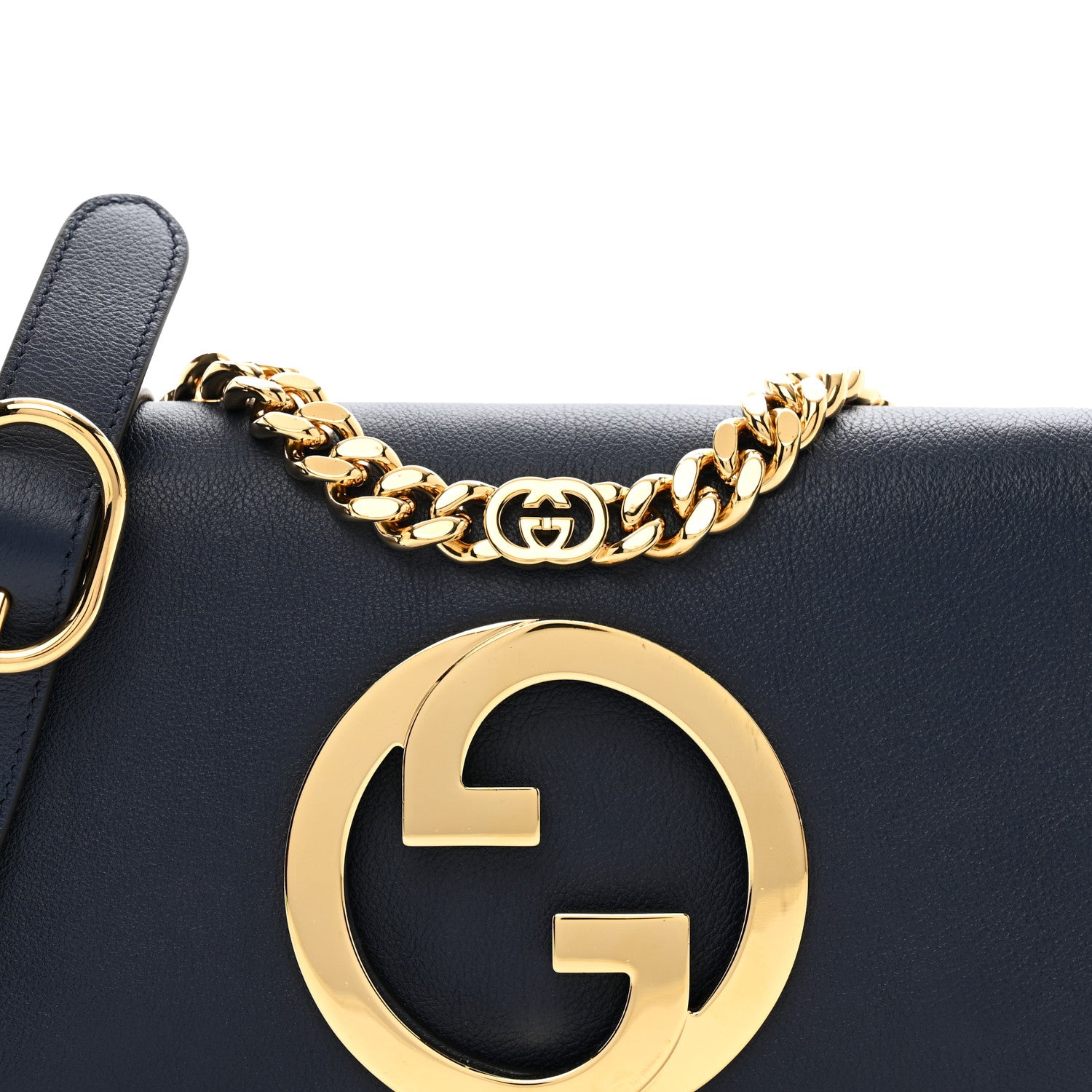 Gucci Roxy Calfskin Blondie Chain Shoulder Flap Bag Blue Agata 7 of 9