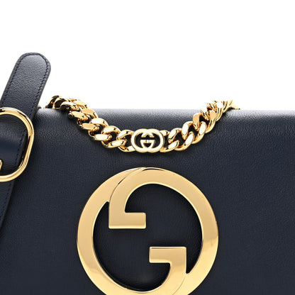Gucci Roxy Calfskin Blondie Chain Shoulder Flap Bag Blue Agata 7 of 9