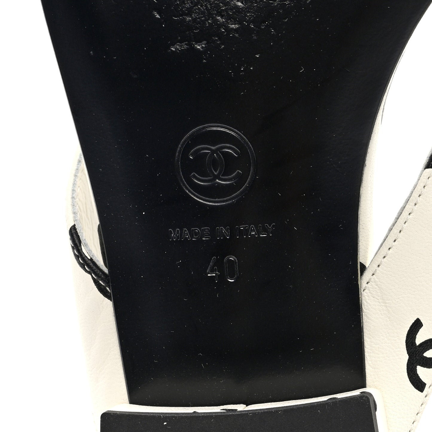 Lambskin Printed CC Thong Sandals 40 White Black