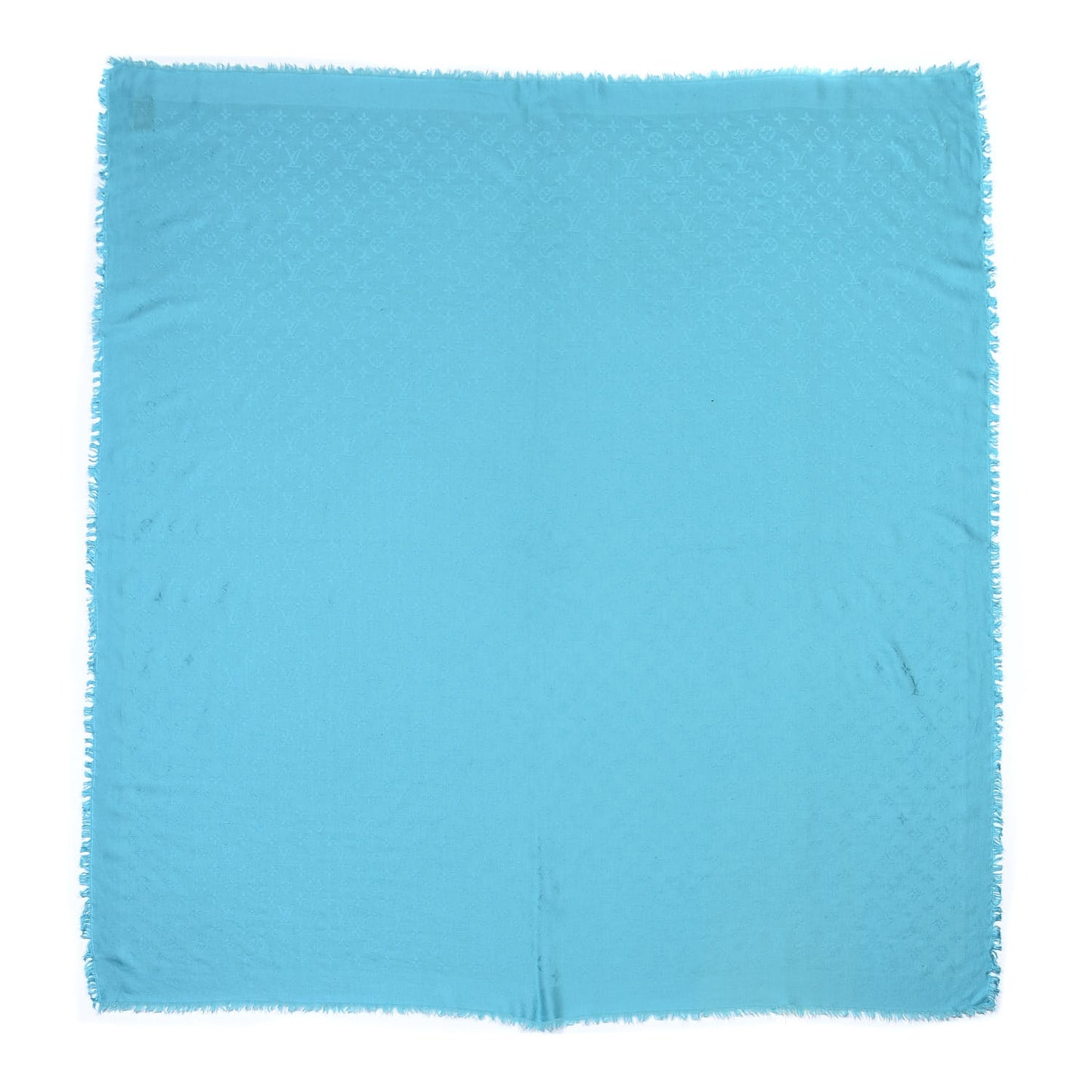 Silk Wool Monogram Shawl Blue