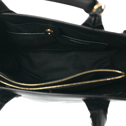 Burberry Grainy Calfskin House Check Medium Banner Tote Black 4 of 7