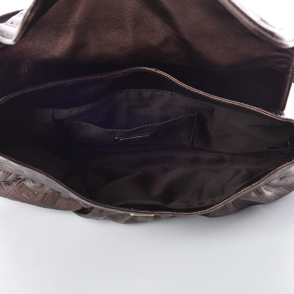 Fendi Metallic Calfskin FF Embossed Small Chef Shoulder Bag Bronze 7 of 15